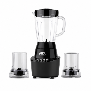 Anex AG-6044 Deluxe Blender Grinder 2-in-1 with large blending jar, dry grinder attachment, and multi-speed control for smoothies, juices, spices, and coffee grinding.