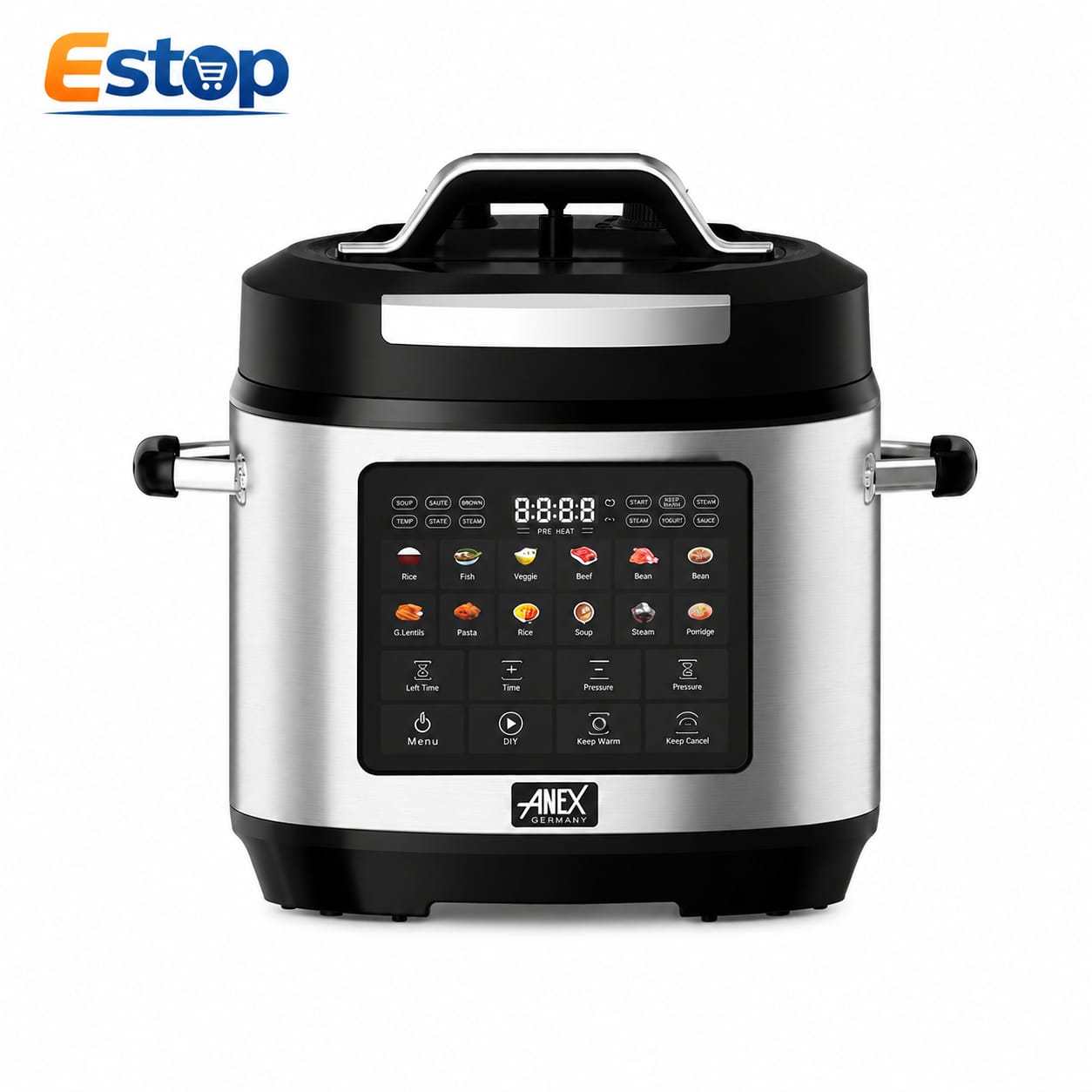 Anex AG-2188 Digital Electric Pressure Cooker with LED Touch Control Panel and Stainless Steel Body