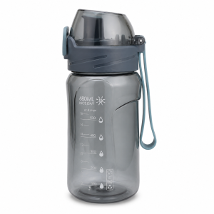 A-233 680ml Premium Leakproof Water Bottle with BPA-free food-grade plastic, leakproof flip-top lid, carry strap, and hydration measurement scale for gym, office, travel, and everyday use.