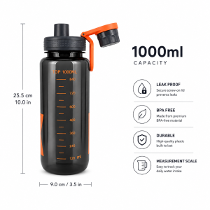 Premium A-250 1000ml Premium Leakproof 1000ml Water Bottle with Straw | BPA-Free Sports & Gym Water Bottle - Image 5
