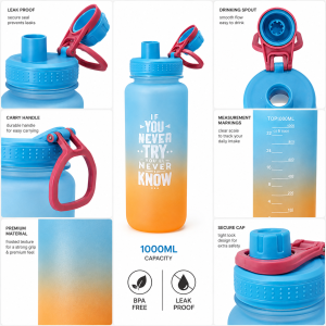 Premium A-276 1000ml Leakproof Water Bottle | BPA-Free Reusable Sports Bottle with Measurement Scale - Image 5