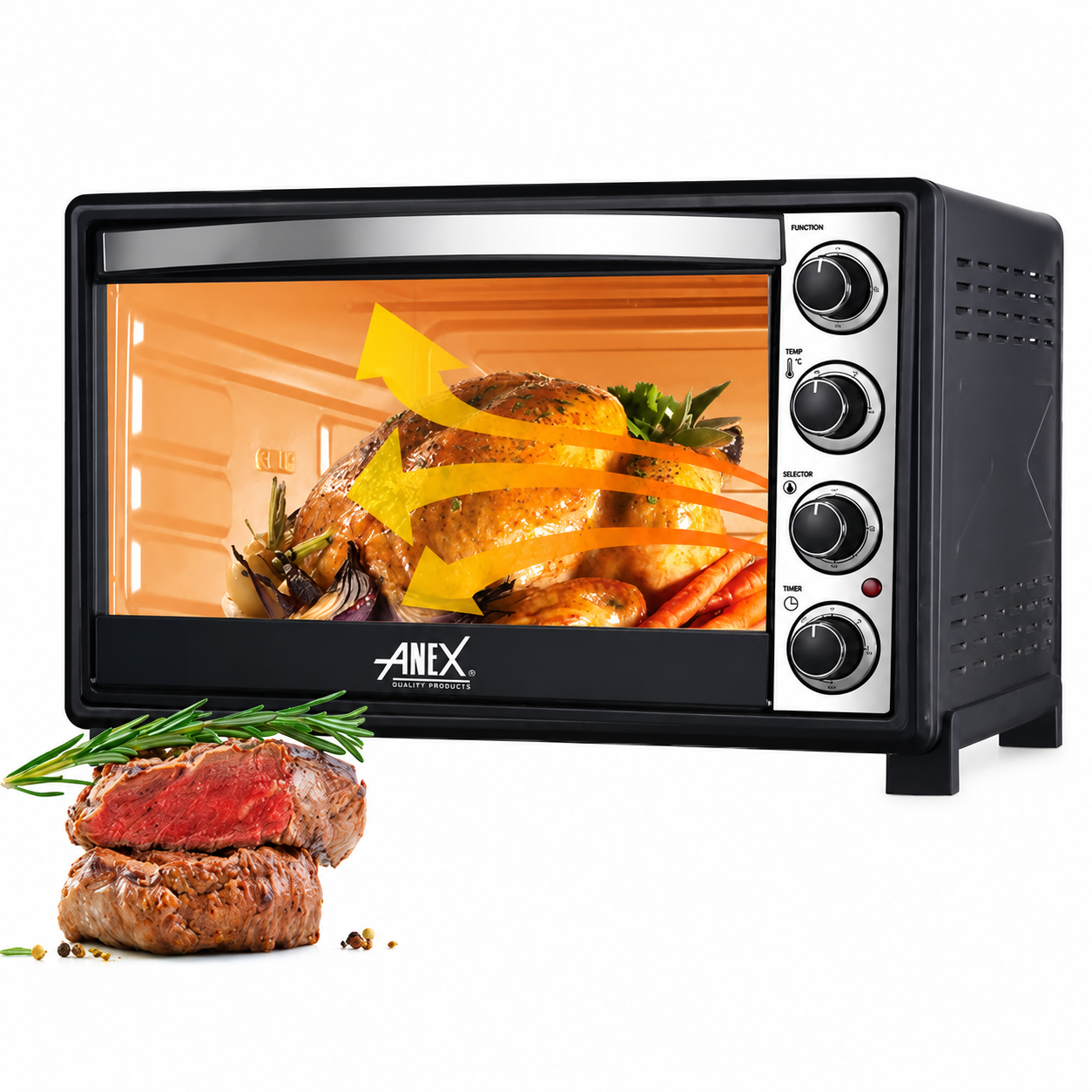 Anex AG-3079 Deluxe Oven Toaster with Convection Fan – Best 2200W 60L Electric Oven with Rotisserie - Image 2