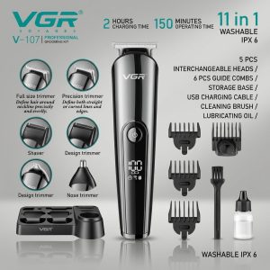 VGR V-107 Professional Grooming Kit 11-in-1 - Image 3