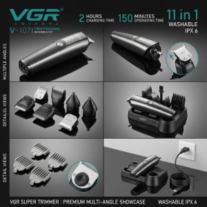 VGR V-107 Professional Grooming Kit 11-in-1 - Image 4