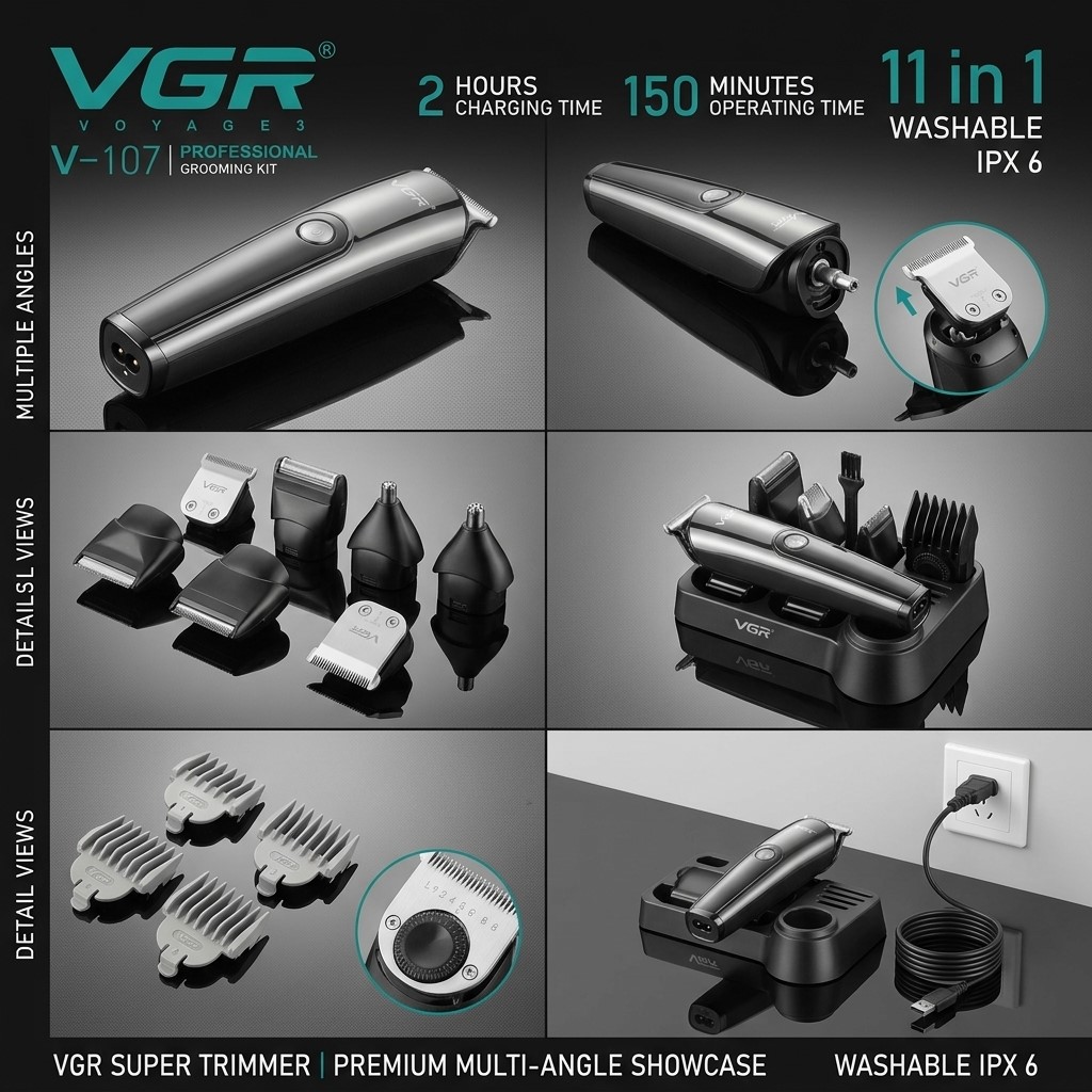 VGR V-107 Professional Grooming Kit 11-in-1 - Image 4