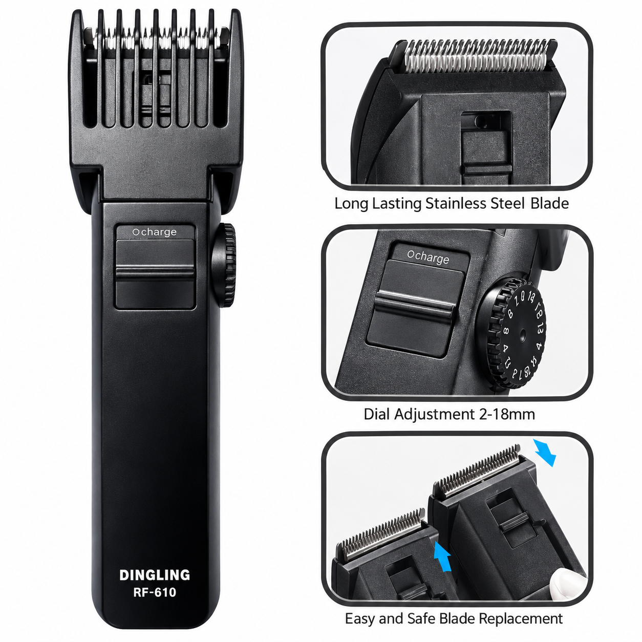 Dingling RF-610 Hair and Beard Trimmer Rechargeable Hair Clipper - Image 4